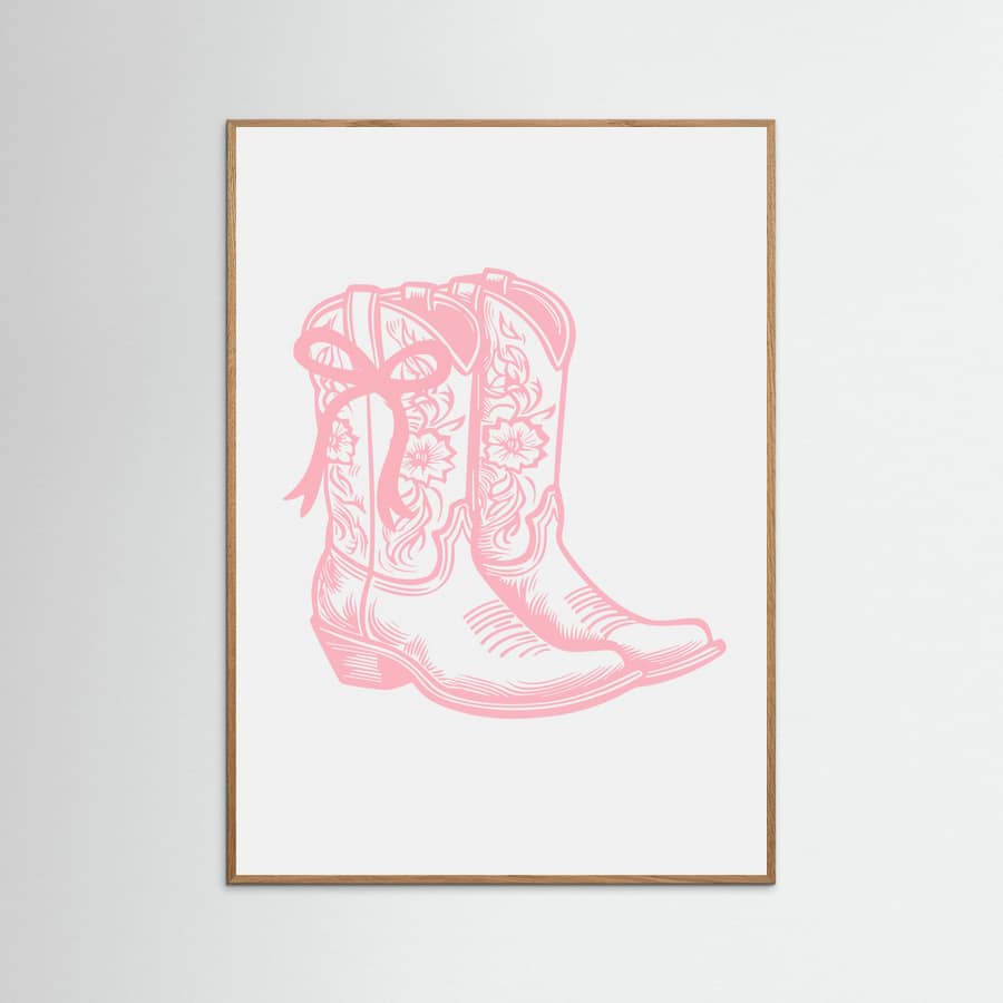 Pink Cowgirl Boots with Bow Poster