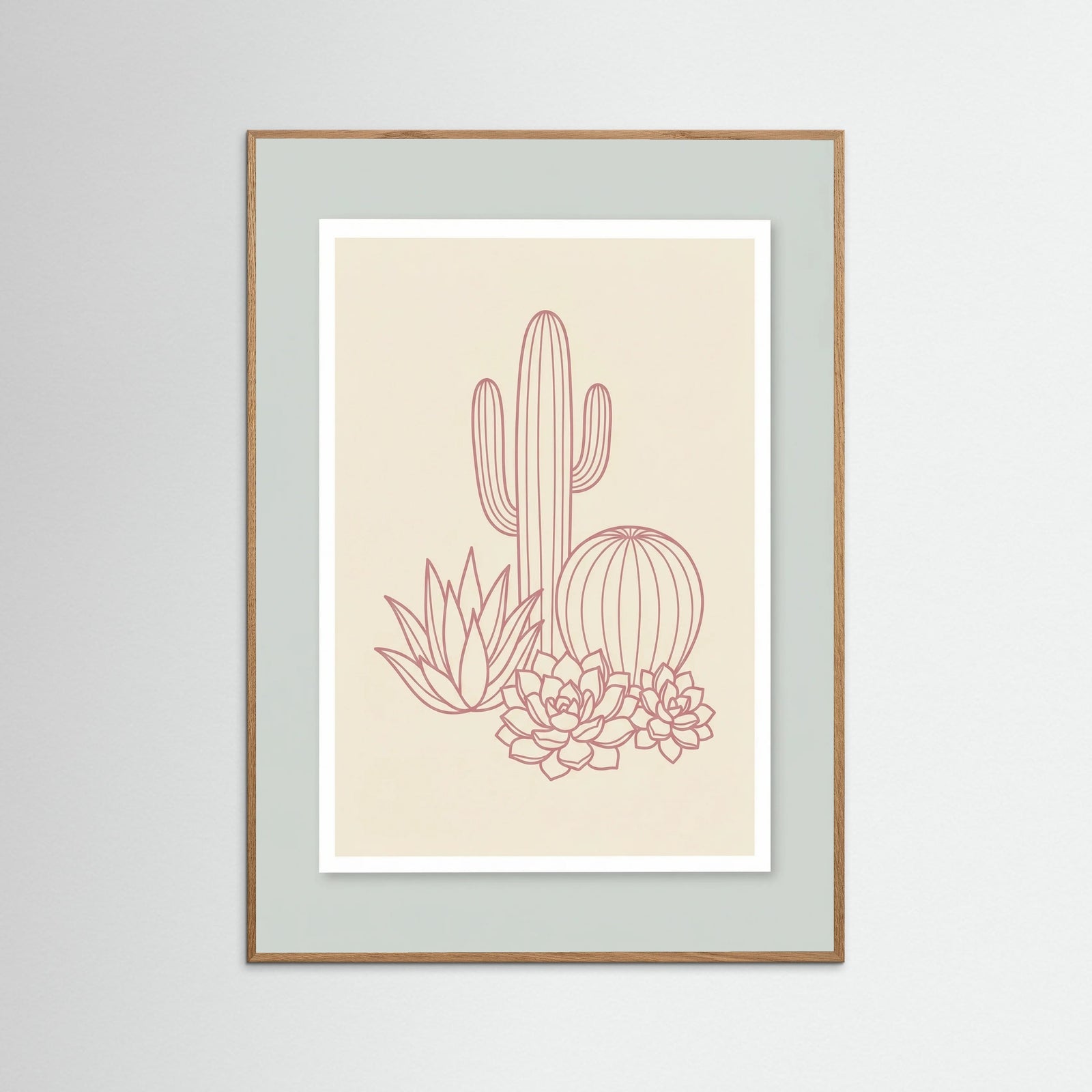 Oak Nature Pink Palm Silhouettes