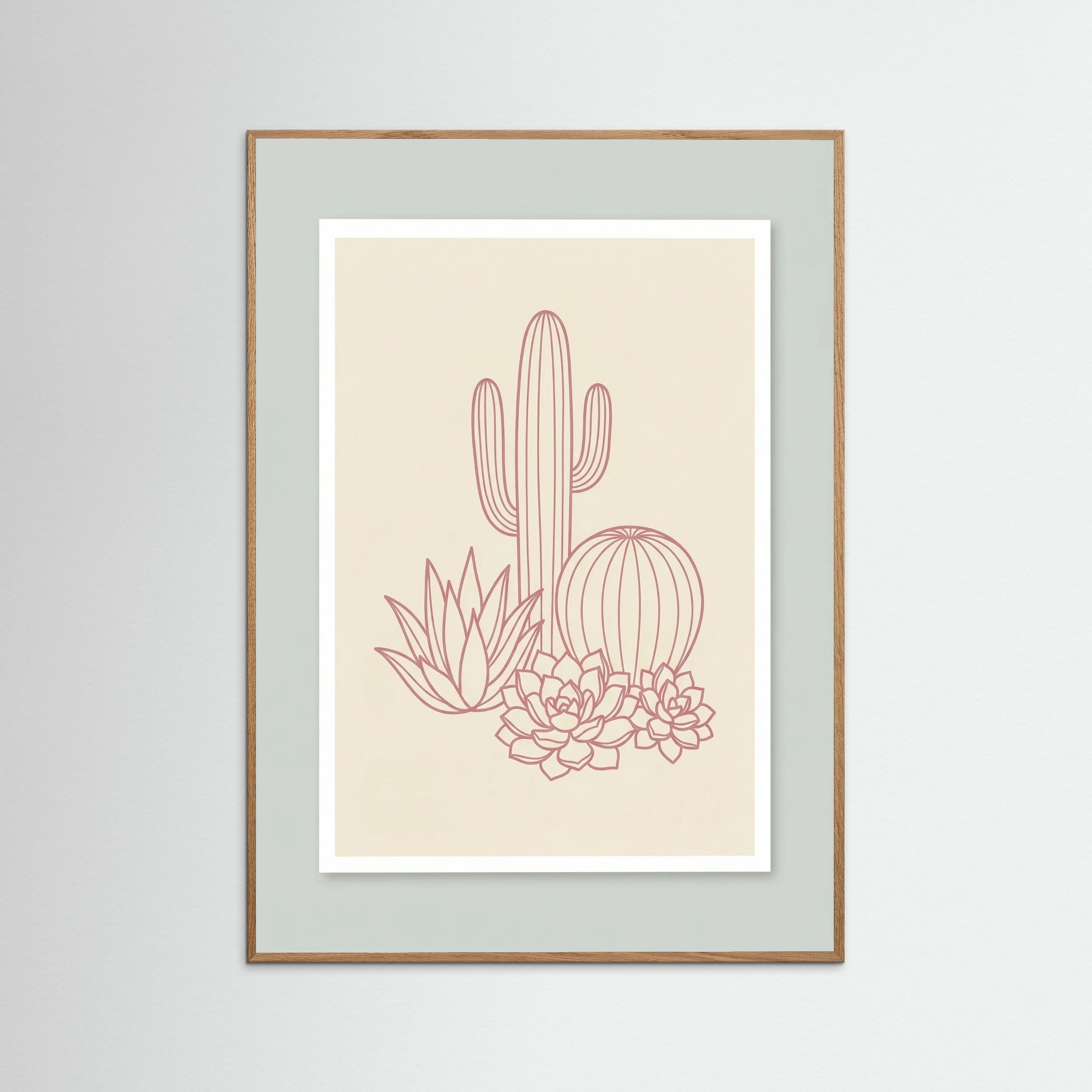 Oak Nature Pink Palm Silhouettes