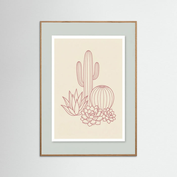 Oak Nature Pink Palm Silhouettes
