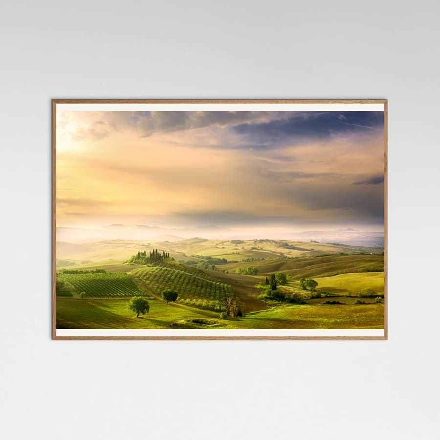 Podere Belvedere's Sunrise Poster – plakat og kunsttryk