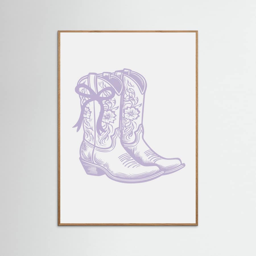 Purple Cowgirl Boots with Bow Poster