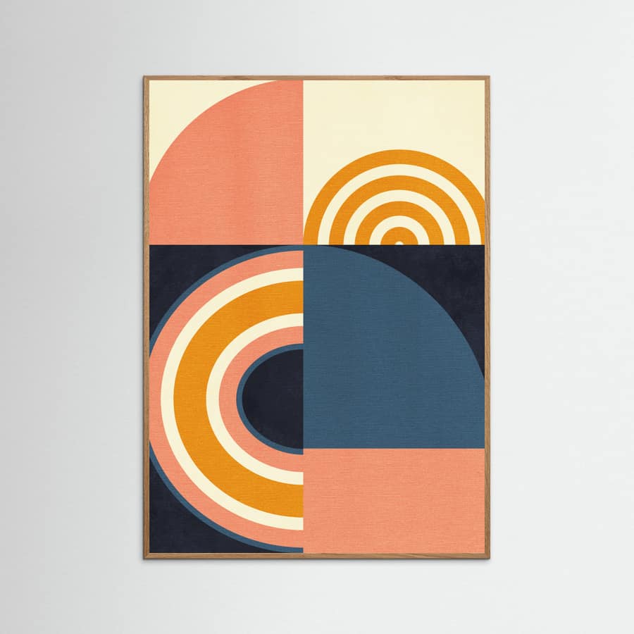 Rainbow Plus Shapes Blue Mustard9 Poster