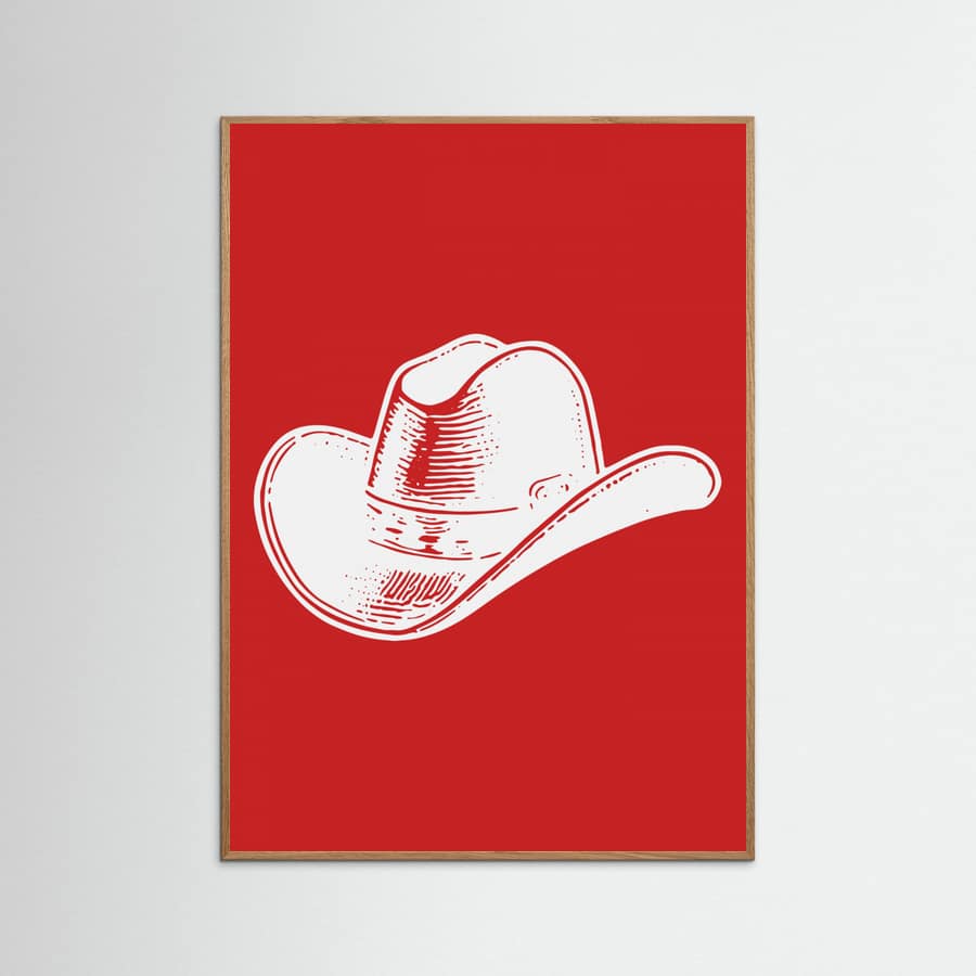 Red Cowboy Hat Poster