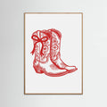 Red Cowgirl Boots with Bow Poster – plakat og kunsttryk