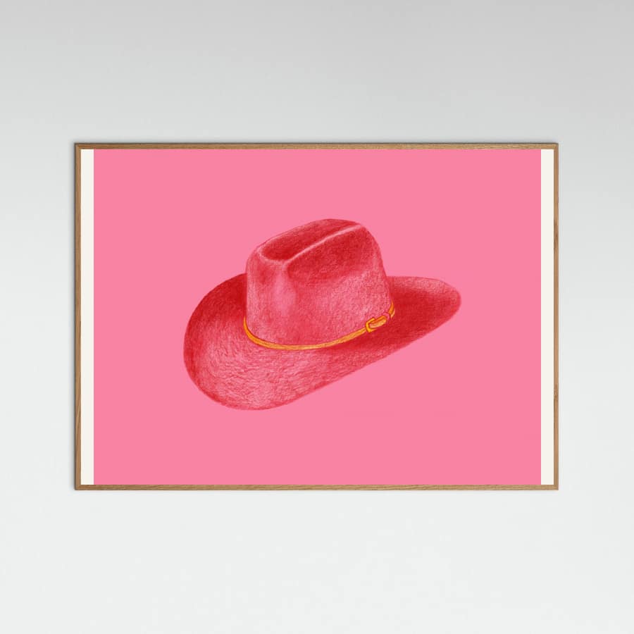 Red Stetson On Pink Poster