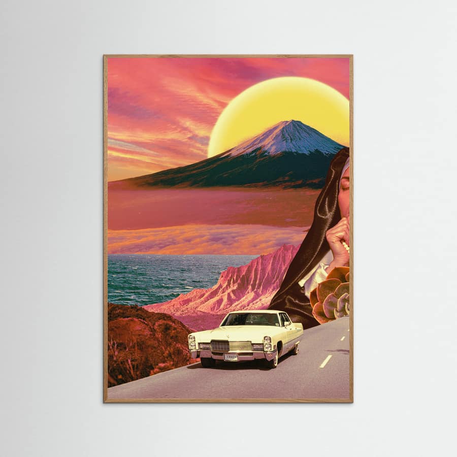 Retro Landscape Collage Poster – poster and art print