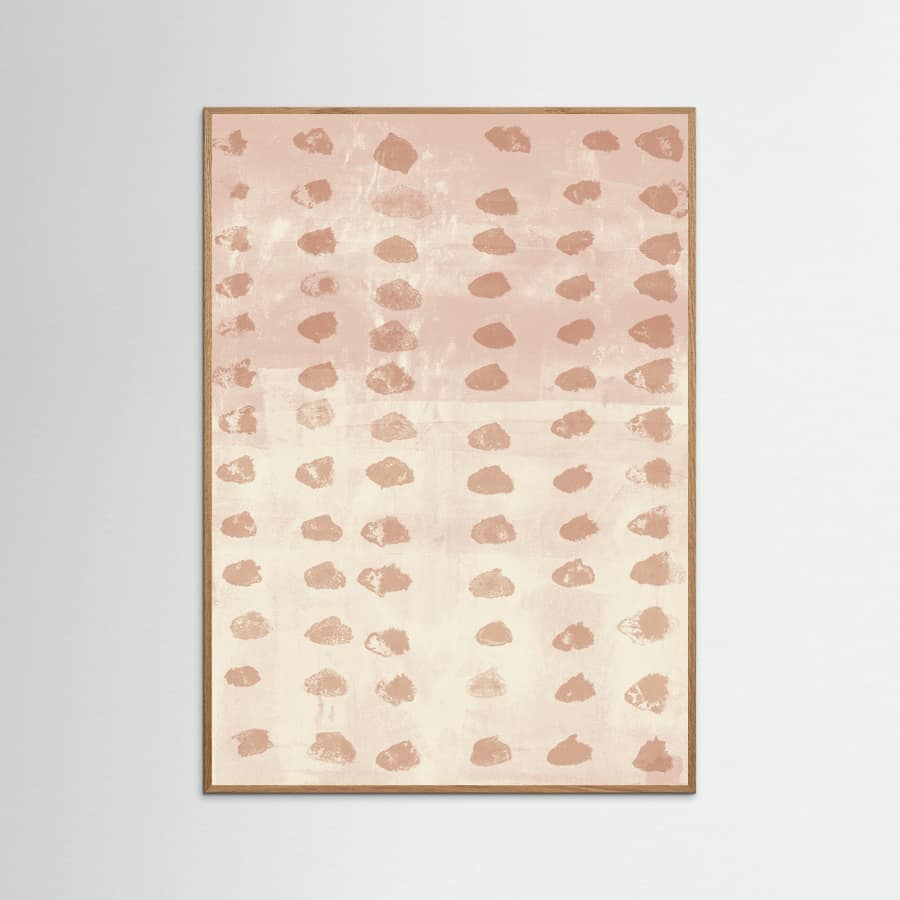 Rustic abstract pattern in light terra on pink and white Poster – plakat og kunsttryk