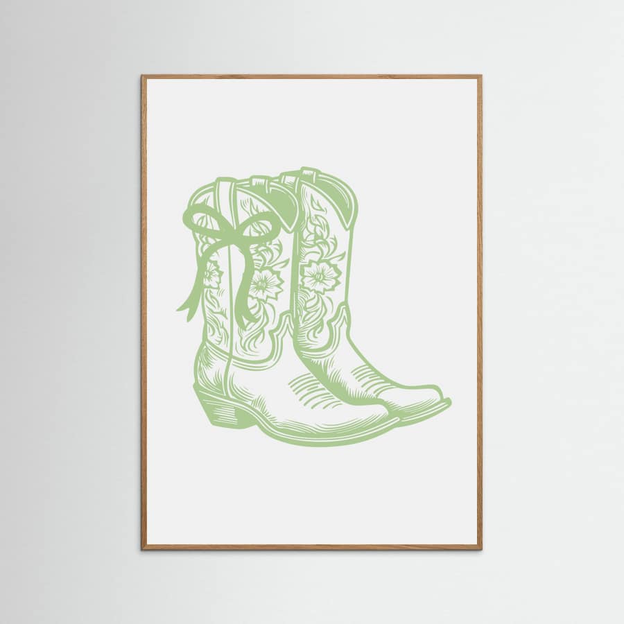Sage Green Cowgirl Boots with Bow Poster – Poster und Kunstdruck
