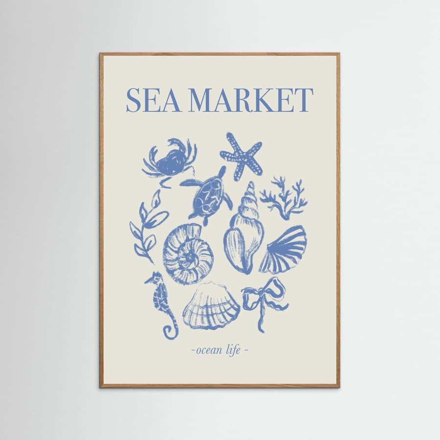 Sea Market Blue Artprint Poster