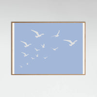 Oak Nature Seagulls Blue Background Poster