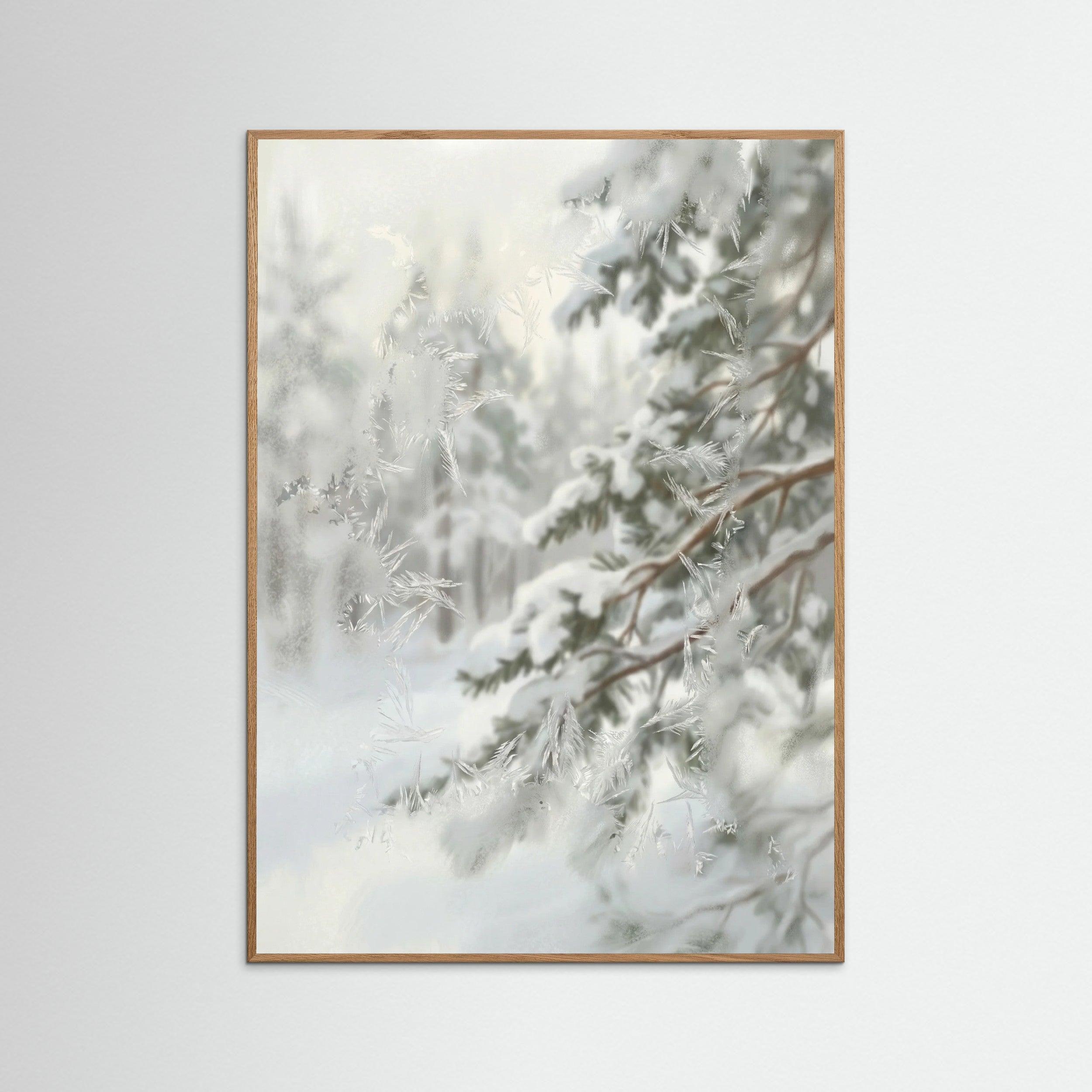 Oak Nature Snowy Pinecones