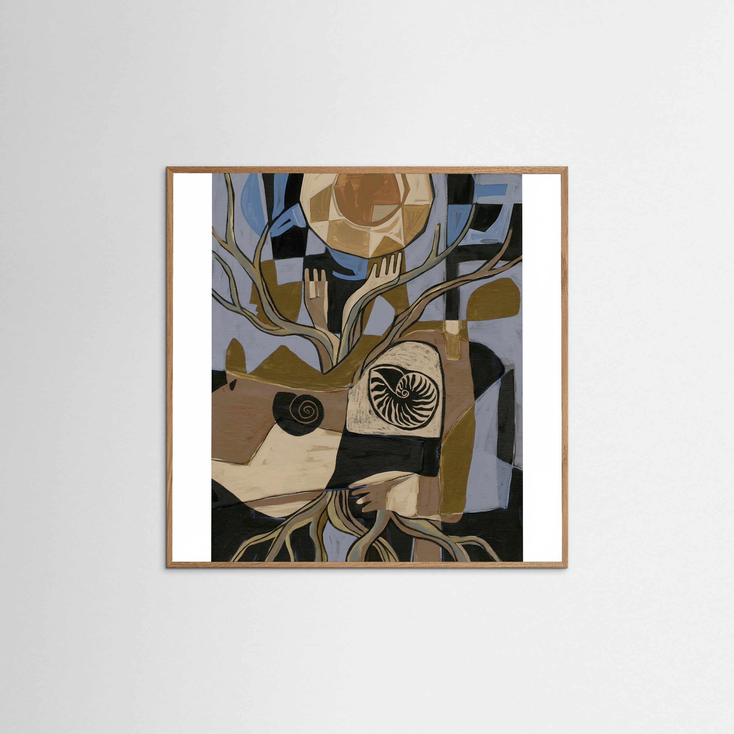 Oak Nature Square Figurative Spirals