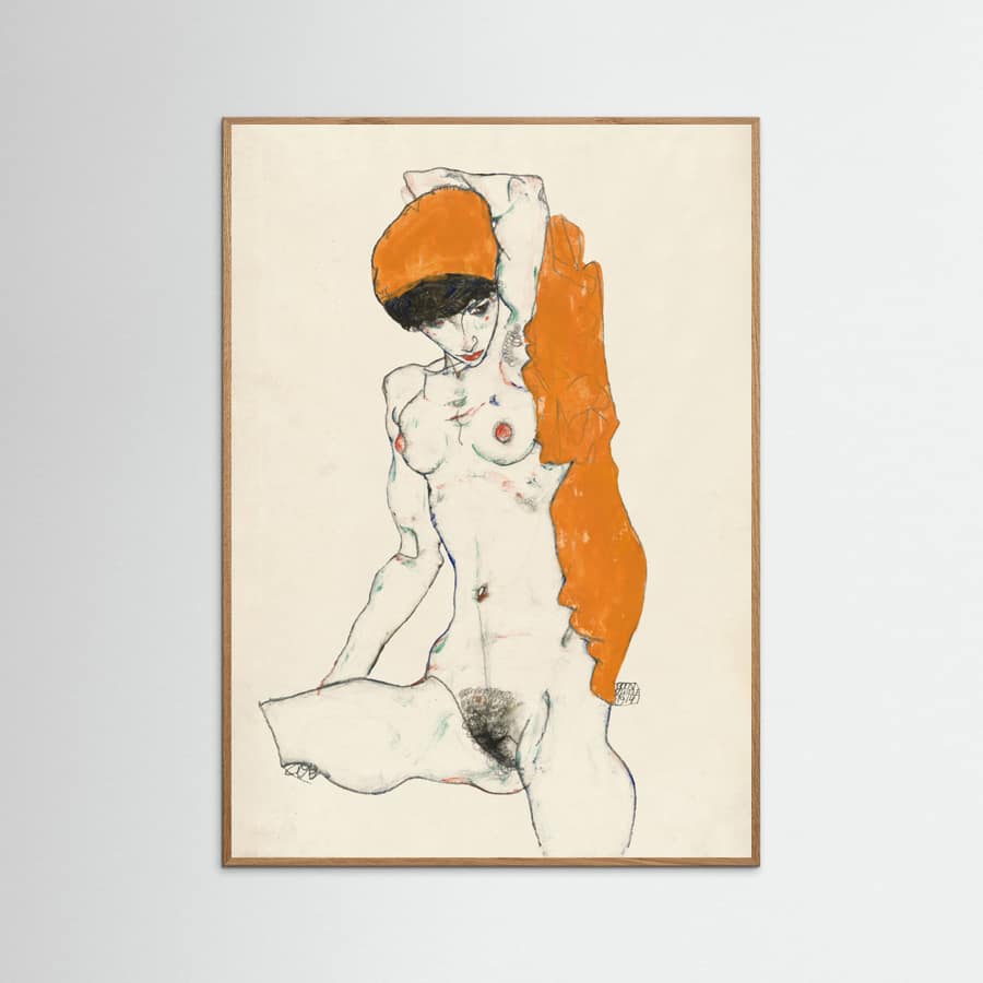Standing Nude With Orange Drapery 1914 Poster