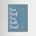 Sun Surf Sea Salt Sand Dark Blue Poster – Poster und Kunstdruck