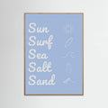 Sun Surf Sea Salt Sand Light Blue Poster – plakat og kunsttryk