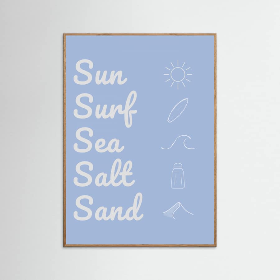 Poster Sun Surf Sea Salt Sand Light Blue