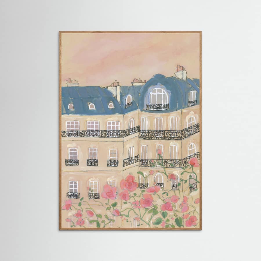 Sunset Over Paris Buildings Poster – plakat og kunsttryk