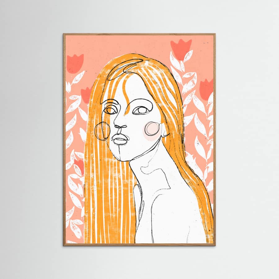 The Tulip Girl (Peach) -juliste – juliste ja taidepainatus