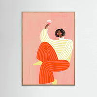 Oak Nature The Woman with the glass of wine Poster