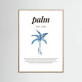 Tropical Palm Tree Poster | Aesthetic Blue Decor with Modern Coastal Style – plakat og kunsttryk