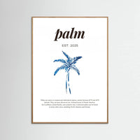 Oak Nature Tropical Palm Tree Poster | Aesthetic Blue Decor with Modern Coastal Style