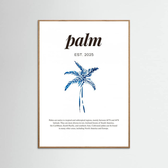 Tropical Palm Tree Poster | Aesthetic Blue Decor with Modern Coastal Style – plakat og kunsttryk