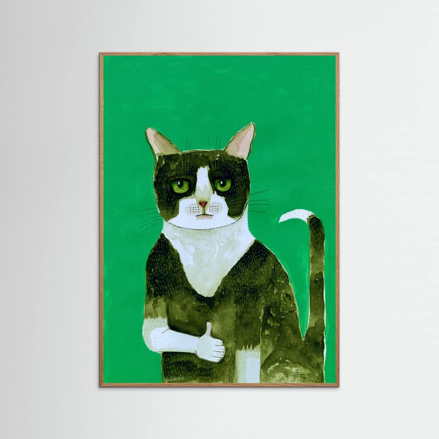 Tuxedo Cat Thumbs Up Poster – poster and art print