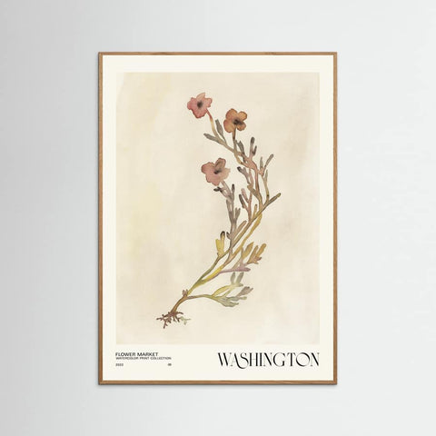 Oak Nature Watercolor print collection. Flower market - Washington Poster