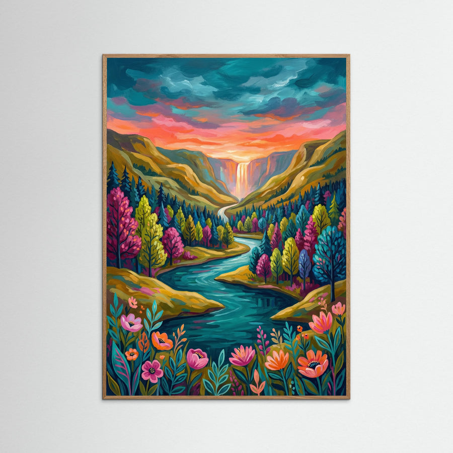 Wildflower Hillside Sunset