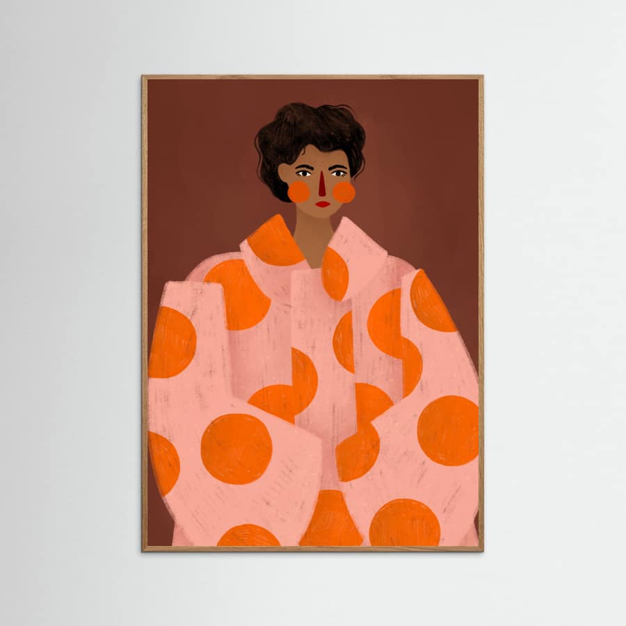 Woman With Orange Dots Poster