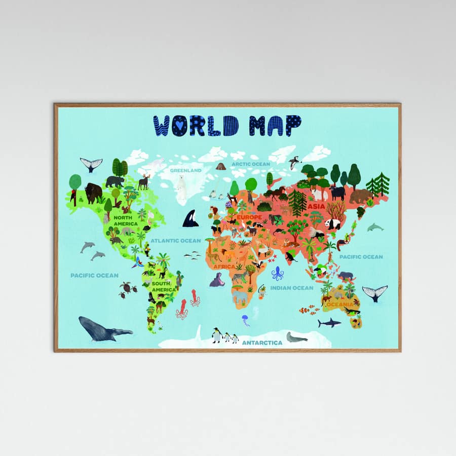 World map for kids Poster