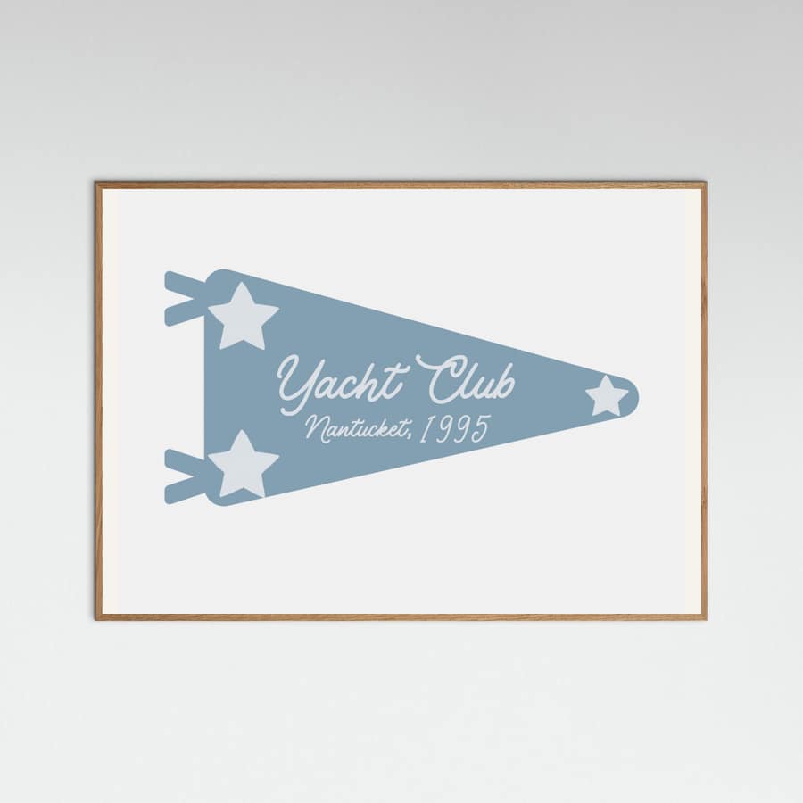 Yacht Club Blue Pennant Poster – plakat og kunsttryk
