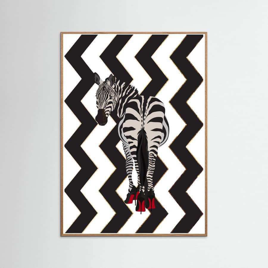 Zebra Heels Zigzag Poster – plakat og kunsttryk