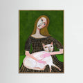 vintage lady with white cat Poster – poster and art print