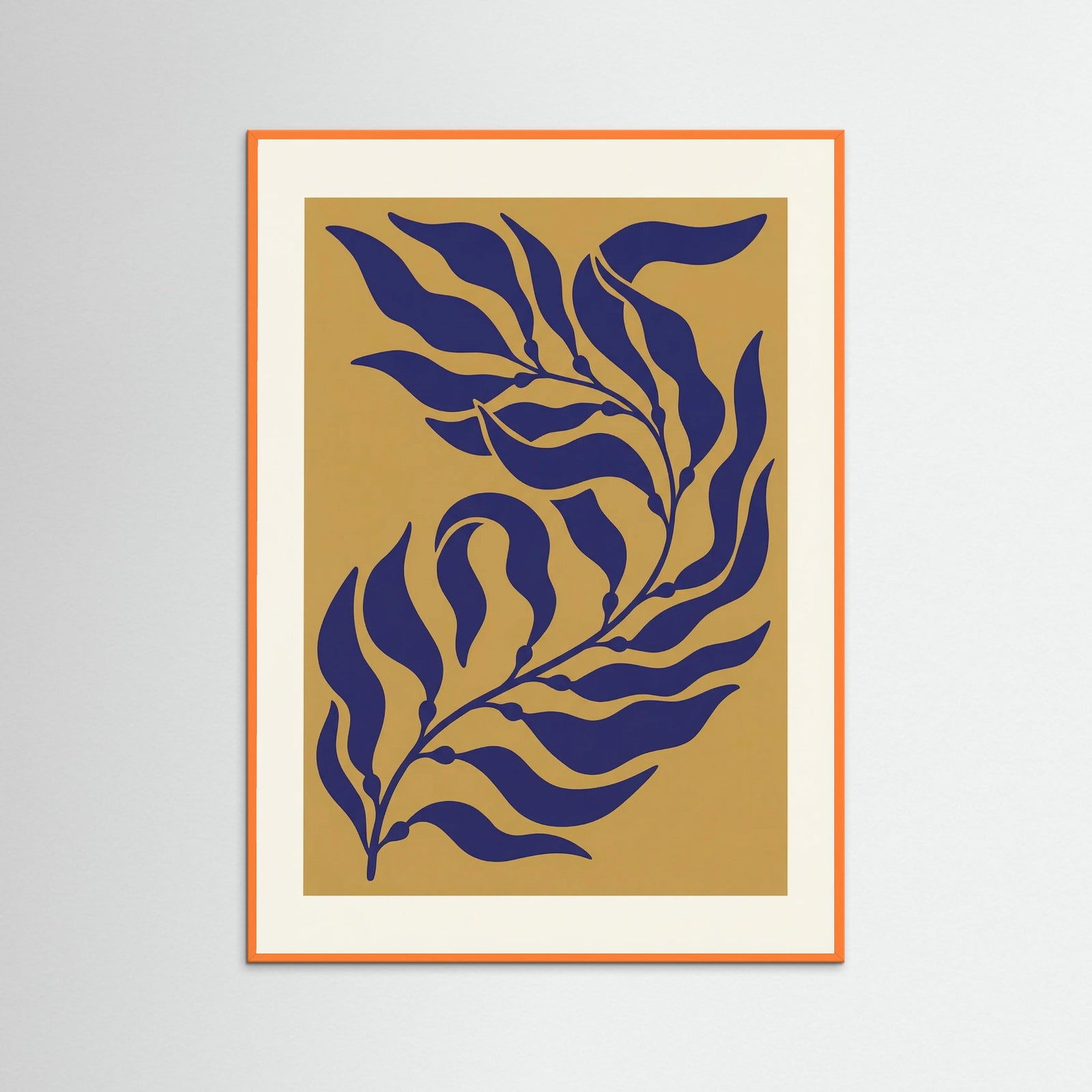 Orange Wood Abstract Blue Coral