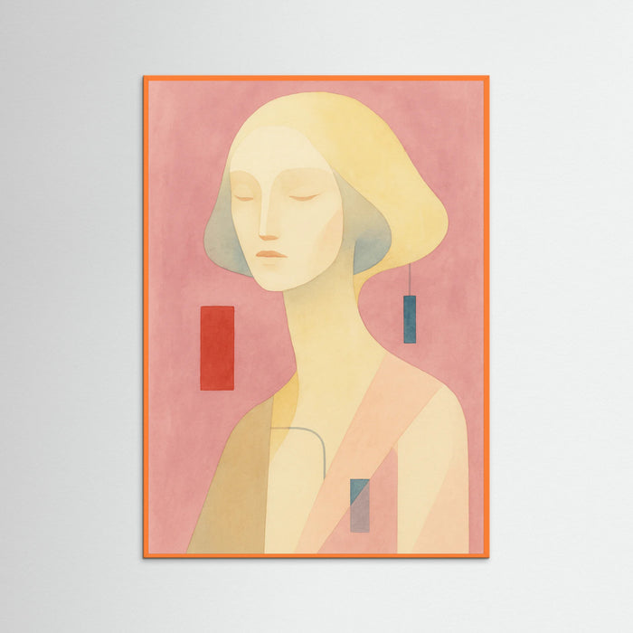Orange Wood Abstract Face