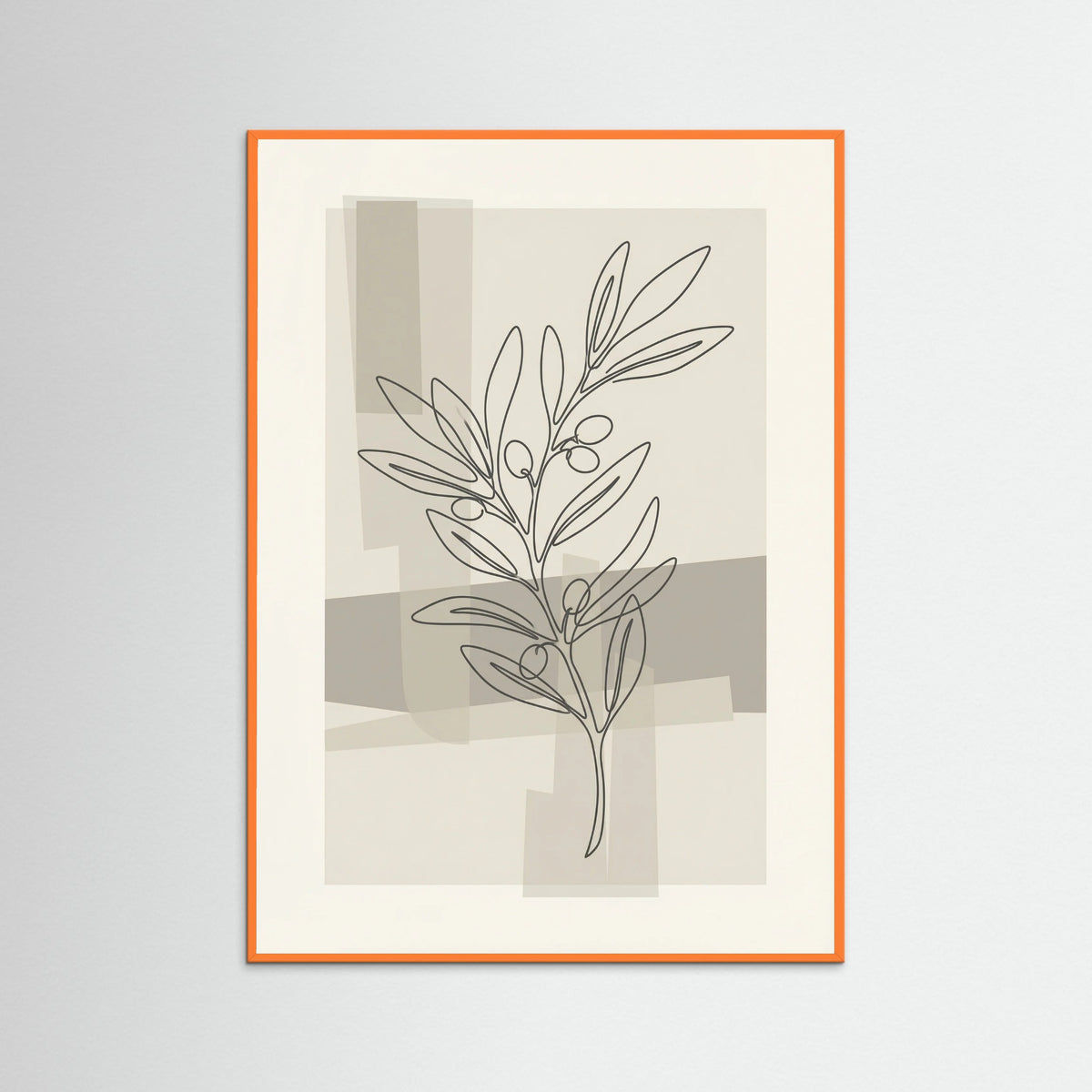 Orange Wood Abstract Floral Contour