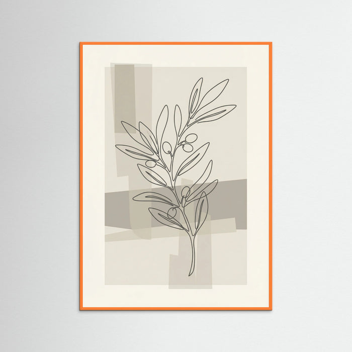 Orange Wood Abstract Floral Contour