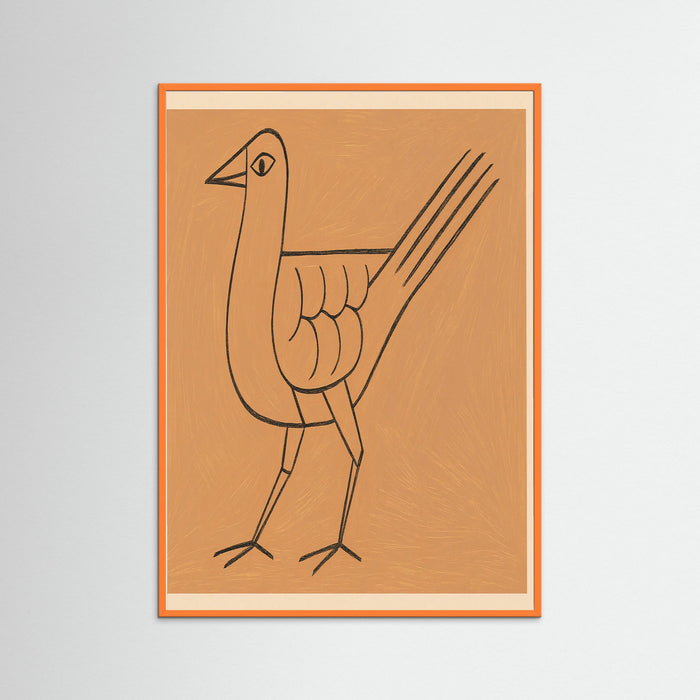 Orange Wood Abstract Line Figure