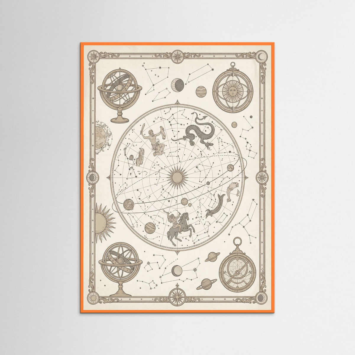 Orange Wood Aged World Atlas