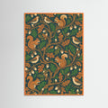 Orange Wood Avian Berry Tapestry