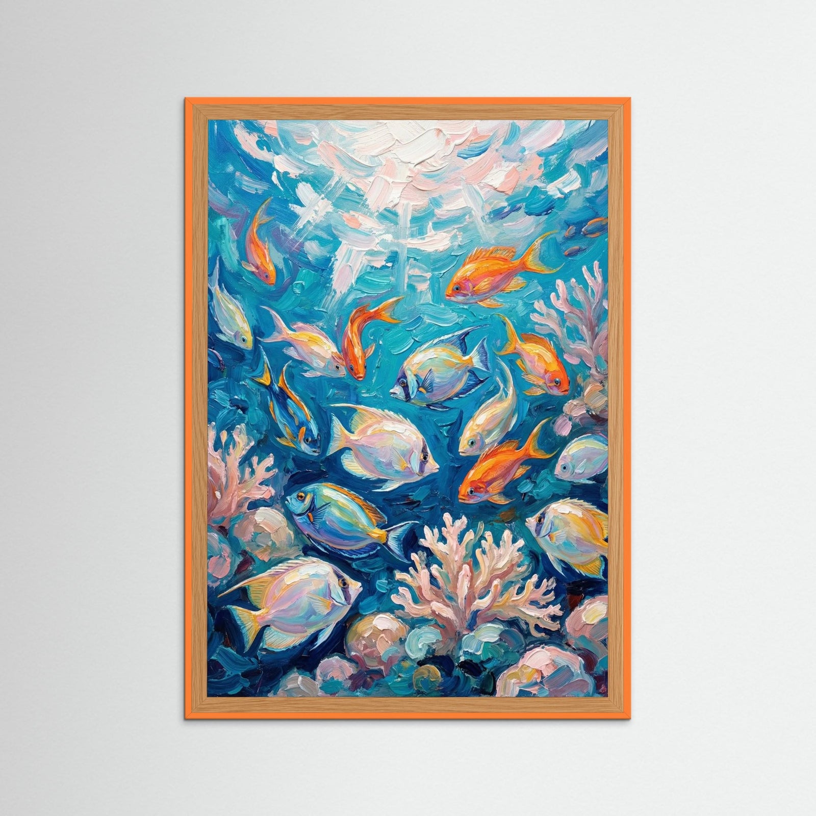 Orange Wood Azure Koi Dance