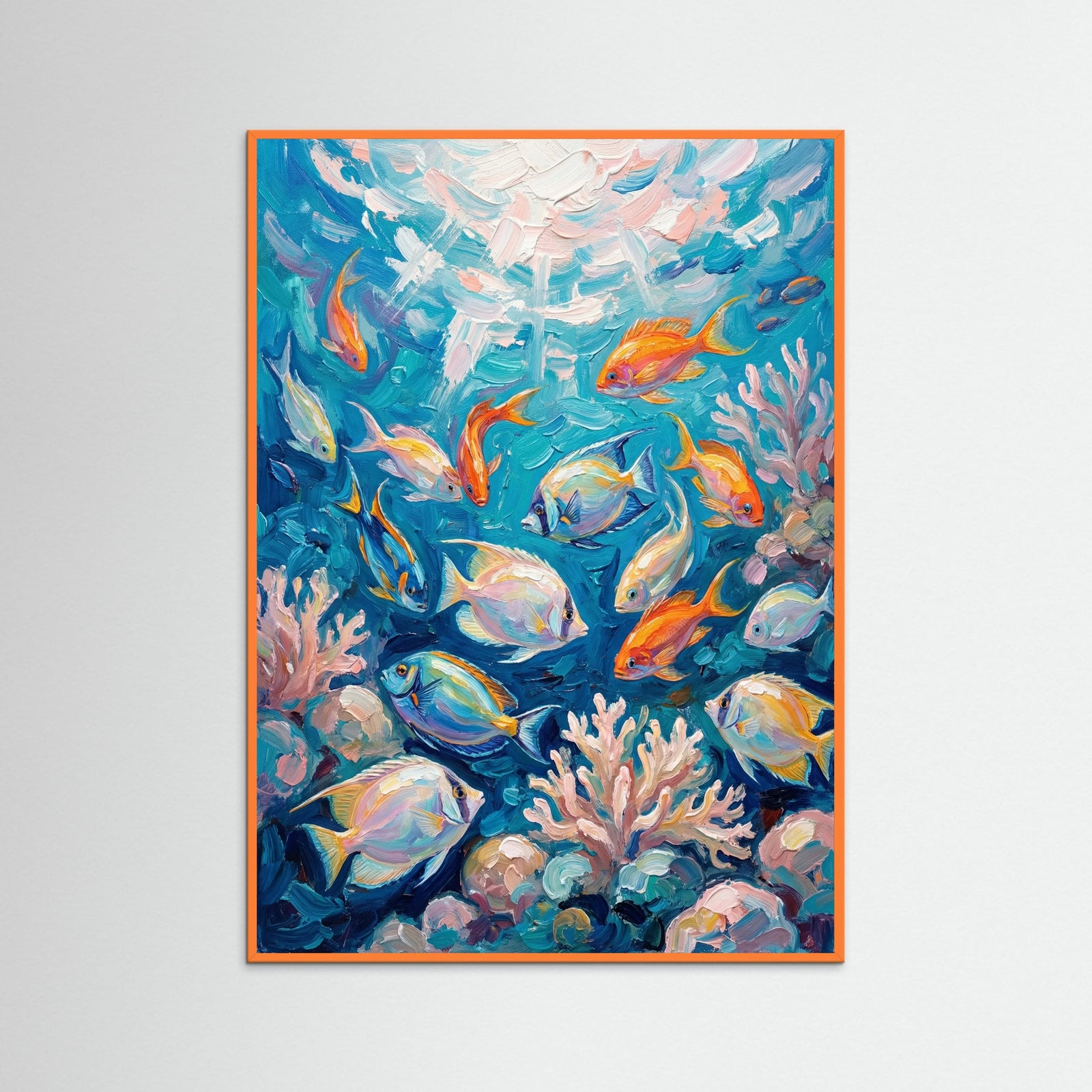 Orange Wood Azure Koi Dance