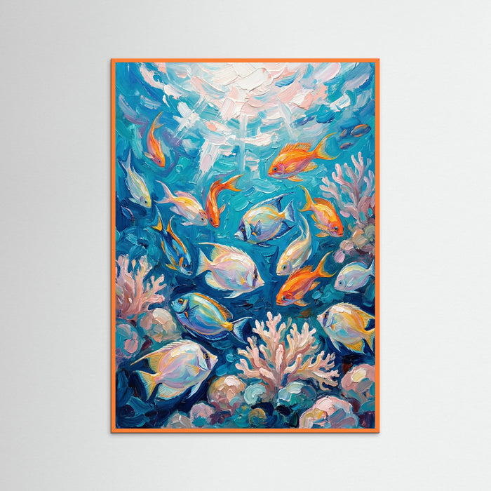 Orange Wood Azure Koi Dance