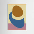 Orange Wood Balanced Stones in Blue , Butter Yellow and Terra Poster
