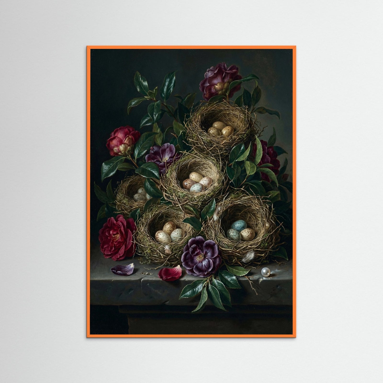 Orange Wood Baroque Floral Opulence