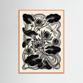 Orange Wood Beardsley Floral Nouveau