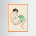 Orange Wood Bending Nude Study