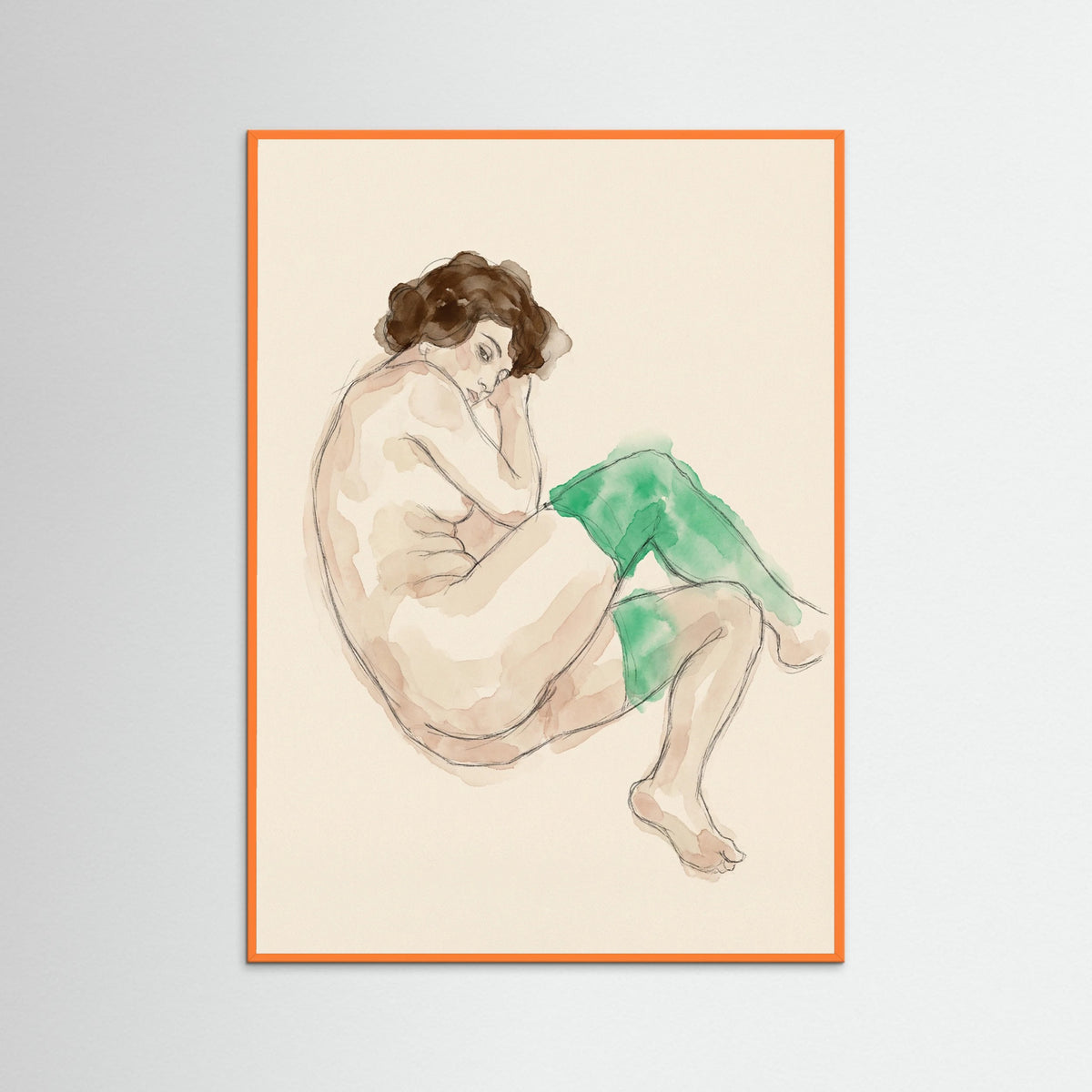 Orange Wood Bending Nude Study